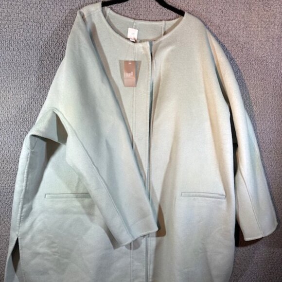 J.Jill Snap-Front White Jade / Wool Blend / Light Green Coat NWT / Women's 4x - Picture 1 of 8